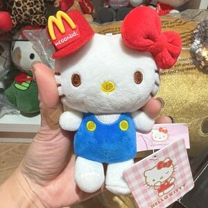 Hello Kitty Plush with Red Hat and Blue Overalls